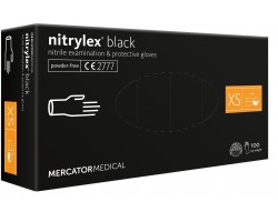 Rękawice nitrylowe bez pudru czarne Nitrylex Examination and Protective Gloves rozmiar XS